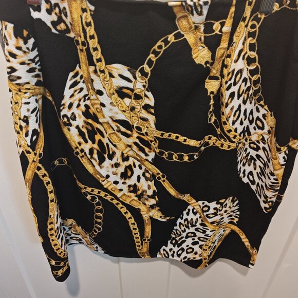 MARIANNE SKIRT LEOPARD GOLD CHAIN PRINT (SIZE 3X) - Picture 5 of 8
